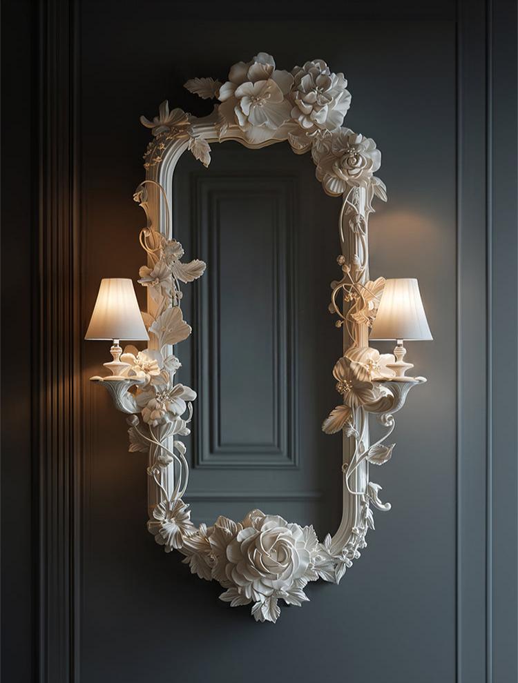 Jeremiah Carved Half-Length Makeup Mirror