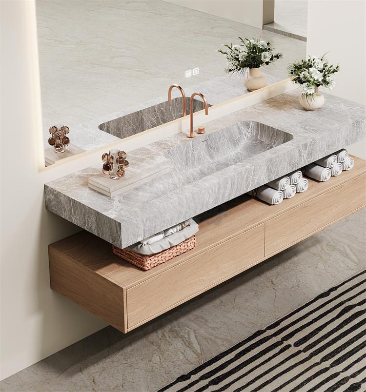 Inaya Red Cave Marble Wall-Mounted Sink