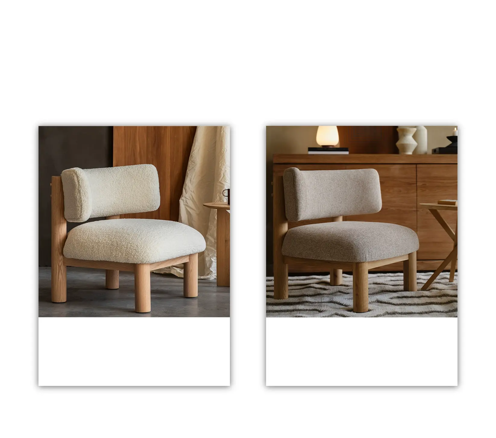 Cesare White Leisure Chair with Solid Oak Frame