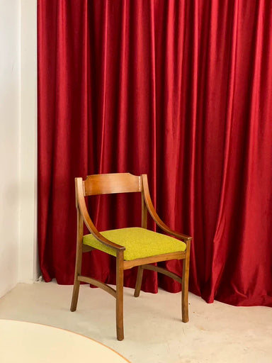 Vintage Italian 1960s Walnut Dining Chair, Lush Green Wool Cushion