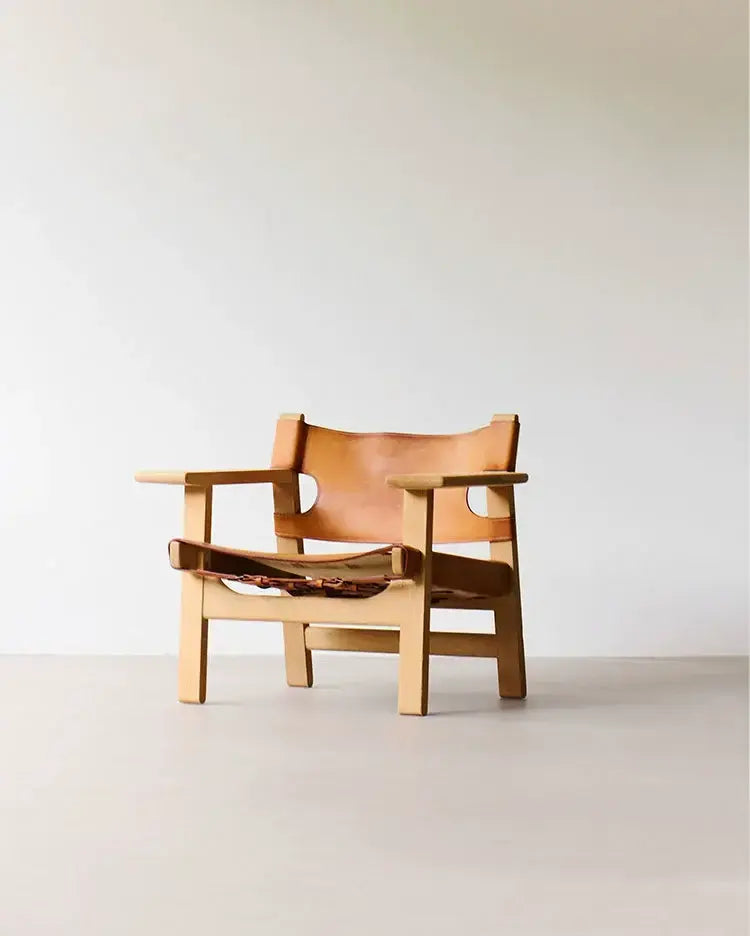 Basha Genuine Leather Cherry Wood Spanish Chair