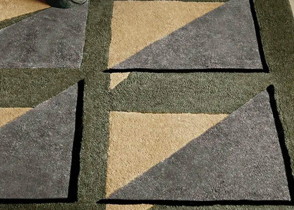 Lucian Custom Green French Retro Striped Carpet – Hand-Made Luxury Design