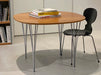 Elegant Fritz Hansen Superellipse Dining Table, 1-Meter, Wood Top, Metal Legs