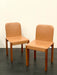 Vintage Italian Molteni & C Cognac Leather Walnut Frame Dining Chair
