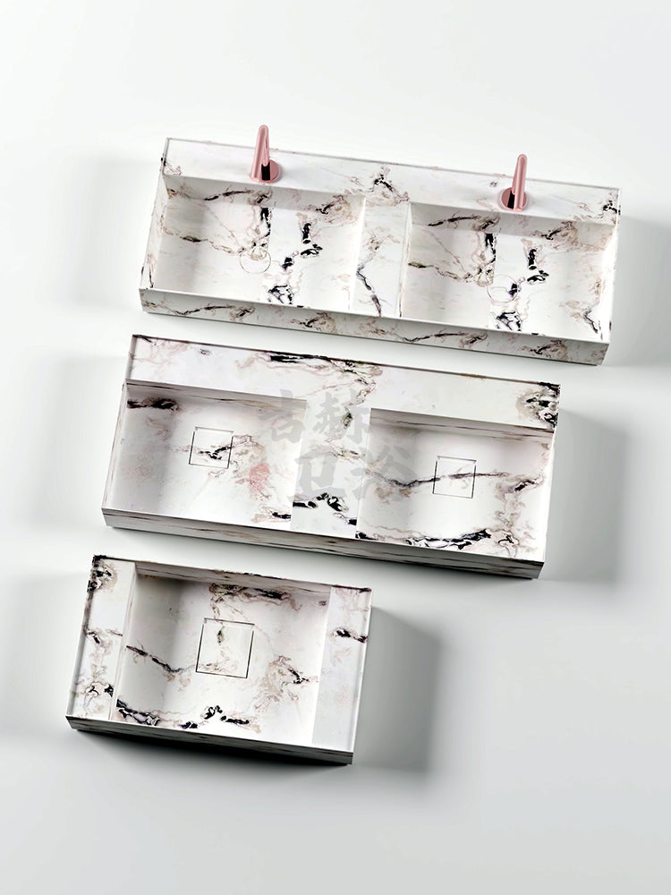 Josiah  Panda White Marble Double Basin