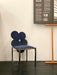 Vintage Italian Design Midnight Blue Flower Dining Chair Chrome Base