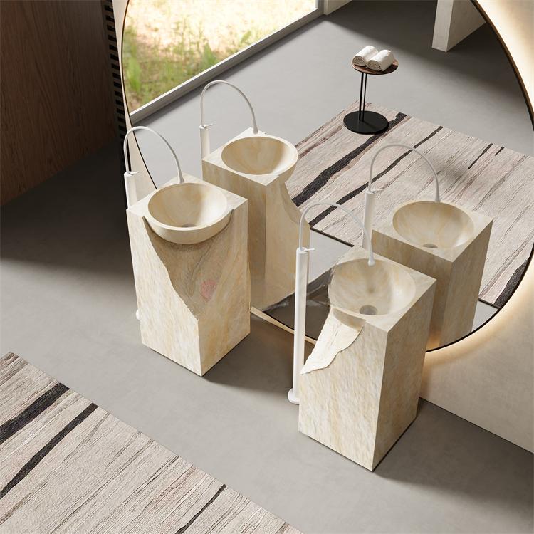 Caroline White Cave Stone Pedestal Basin