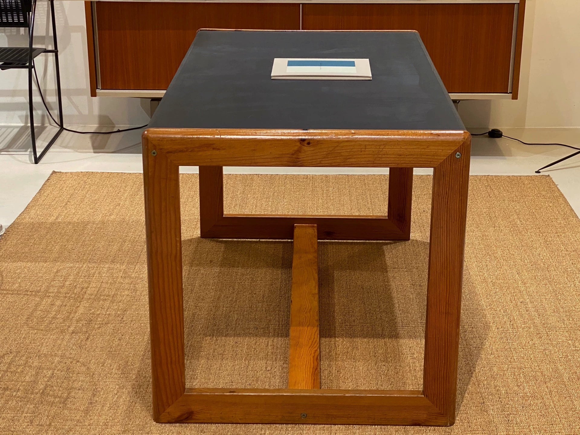 Mid-Century Modern André Sornay Designer Dining Table with Dark Gray Top