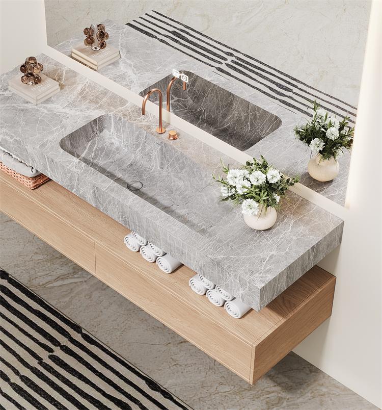 Inaya Red Cave Marble Wall-Mounted Sink