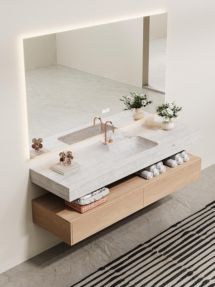 Inaya Red Cave Marble Wall-Mounted Sink