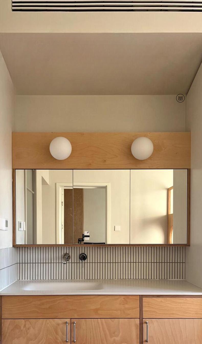 Atticus Oak Bathroom Cabinet with Robot Cleaner Space