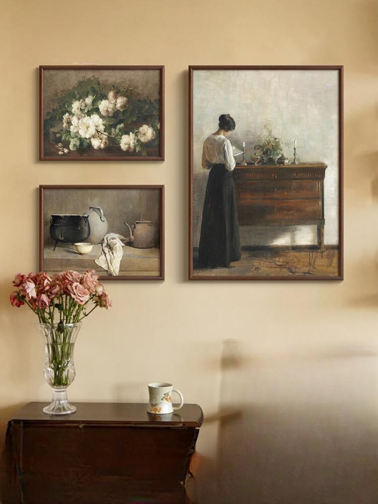 Aurélie "Reading Woman and Still Life Flowers" high-end French paintings