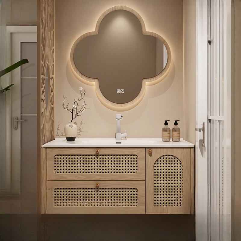 Theo Oak Bathroom Cabinet with Ceramic Basin