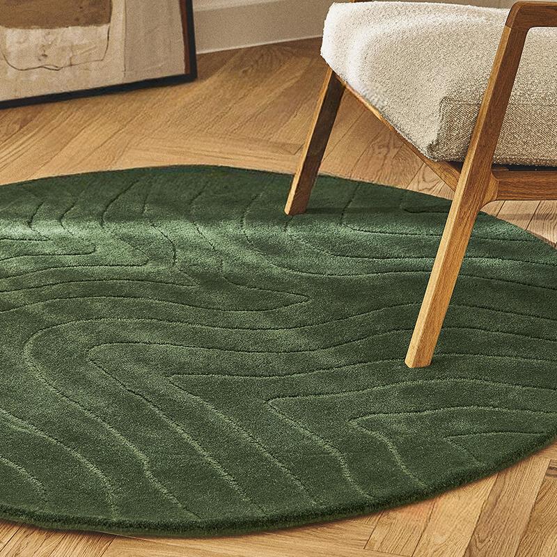Violette Handmade Round Green Carpet – Luxurious Medieval Style