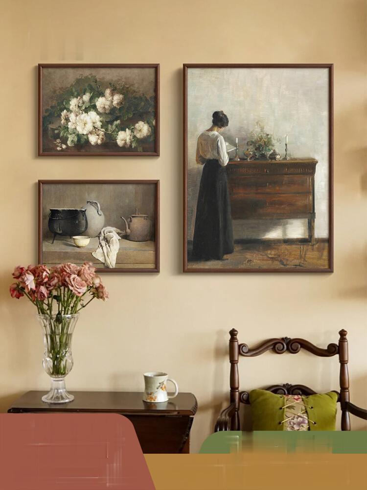 Amélie "Reading Woman and Still Life Flowers" high-end French paintings