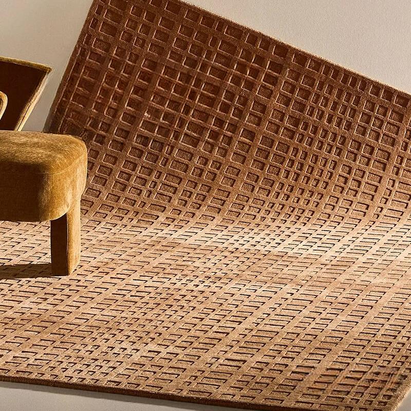 Amber Plaid Handmade Coffee Table Blanket – High-End Luxury Design