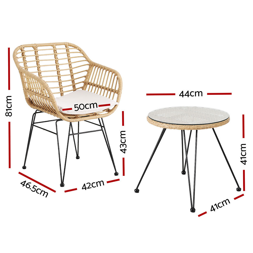Gardeon 3PC Outdoor Furniture Bistro Set