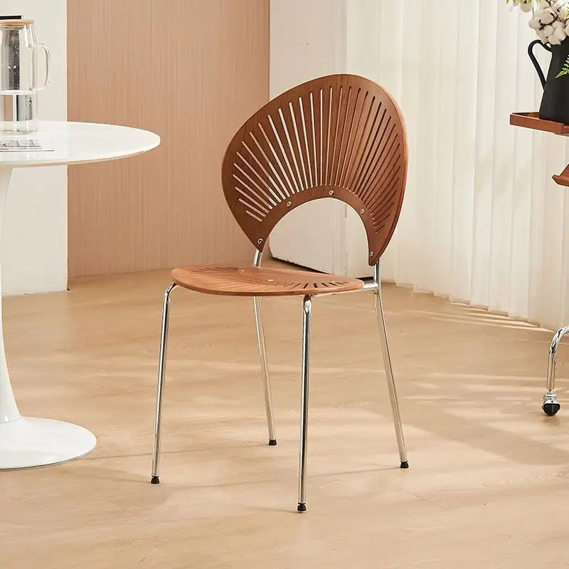 Retro solid wood shell chair home