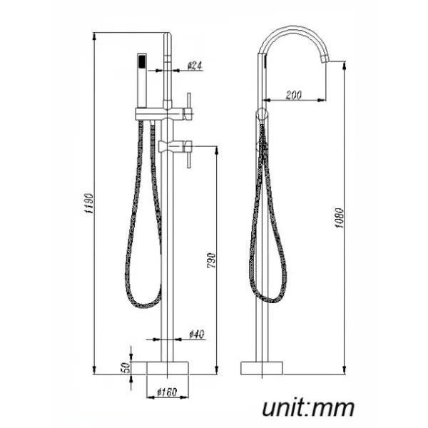 Pentro Free Standing Spout & Shower