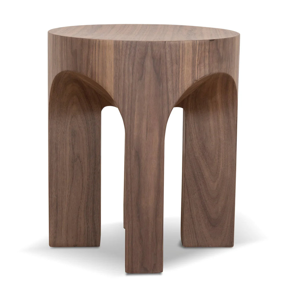 49.5cm Round Side Table - Walnut