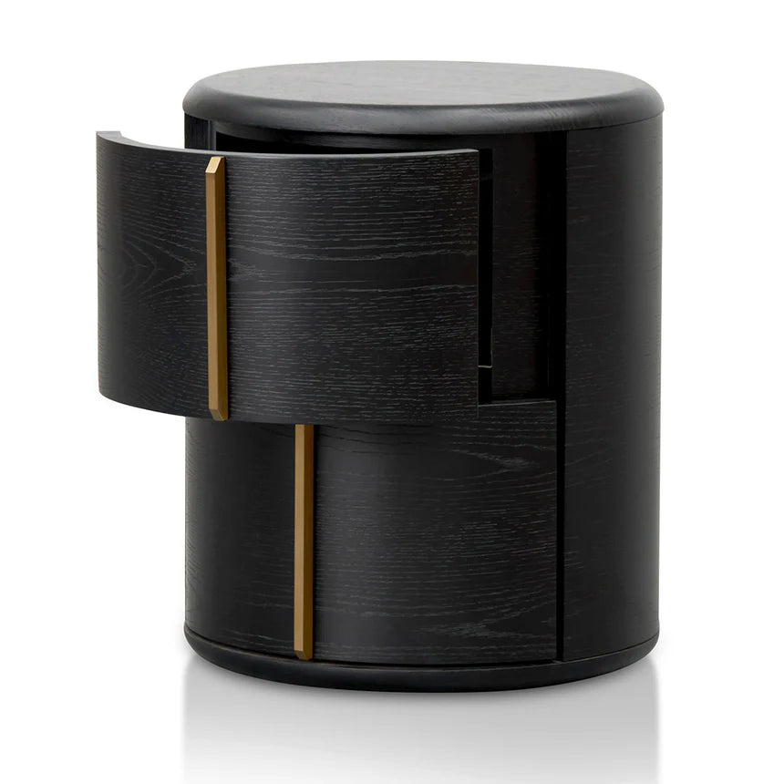 Black Round Bedside Table