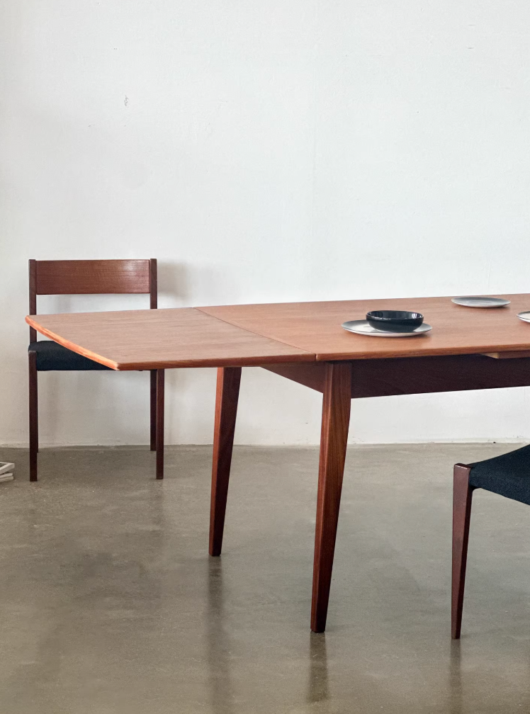 Nordic Used Danish 1970s Teak Retractable Dining Table by Danish Designer