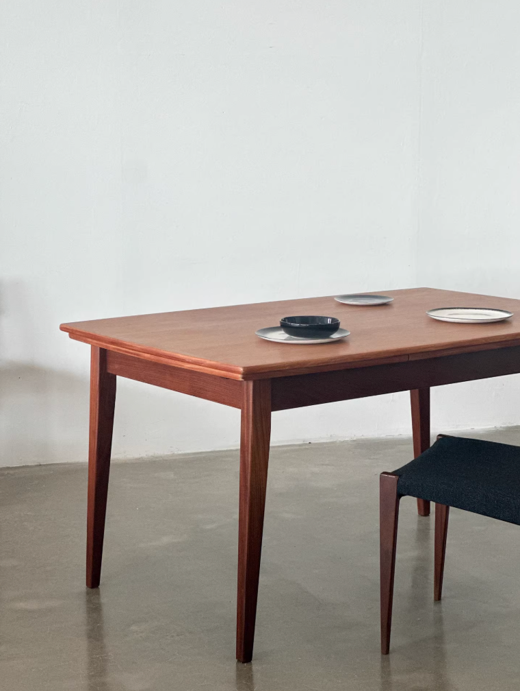 Nordic Used Danish 1970s Teak Retractable Dining Table by Danish Designer