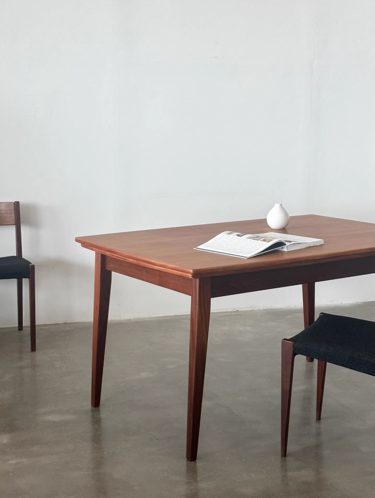 Nordic Used Danish 1970s Teak Retractable Dining Table by Danish Designer