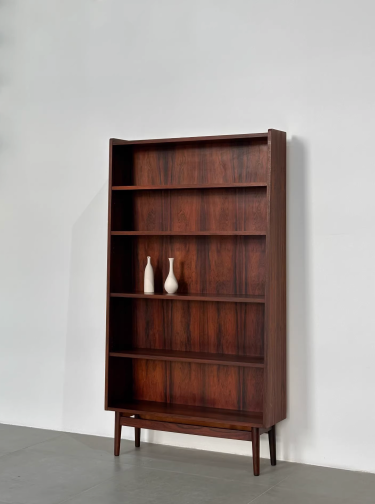 Nordic Danish Open Rosewood Bookcase Sideboard by Designer