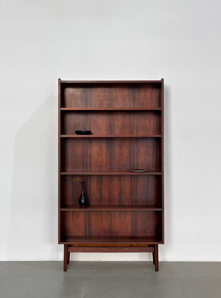 Nordic Danish Open Rosewood Bookcase Sideboard by Designer