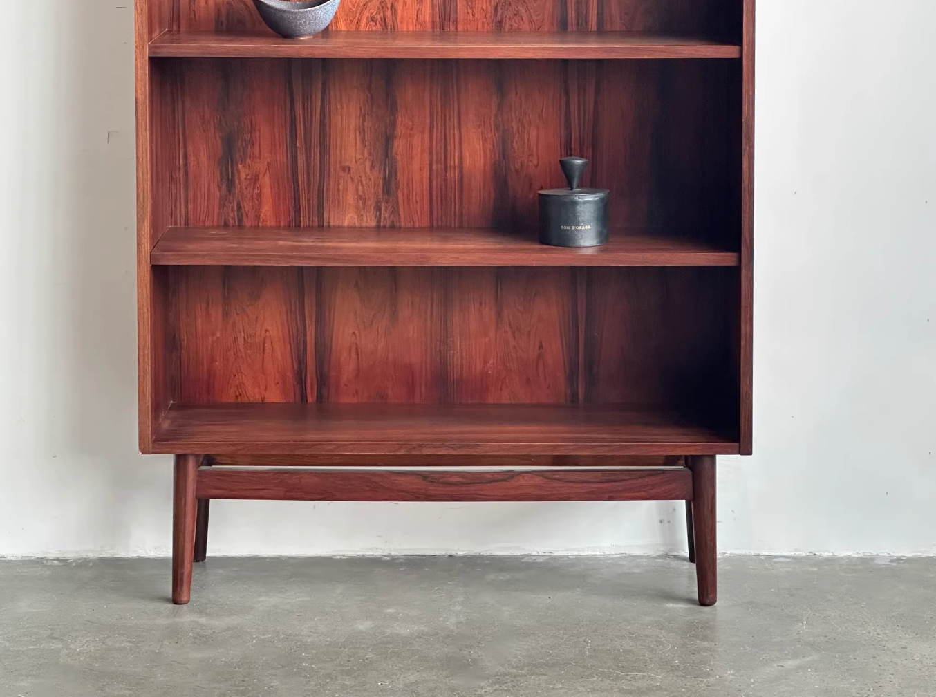 Nordic Danish Open Rosewood Bookcase Sideboard by Designer