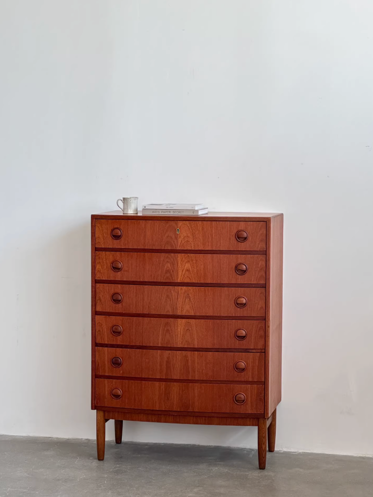 Nordic Danish Teak Chest of Drawers Six Drawer Dresser by Kai Kristiansen