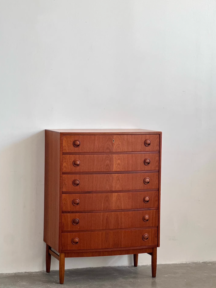 Nordic Danish Teak Chest of Drawers Six Drawer Dresser by Kai Kristiansen