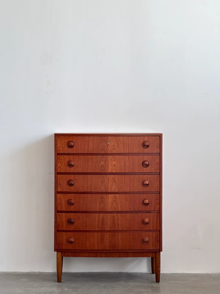 Nordic Danish Teak Chest of Drawers Six Drawer Dresser by Kai Kristiansen
