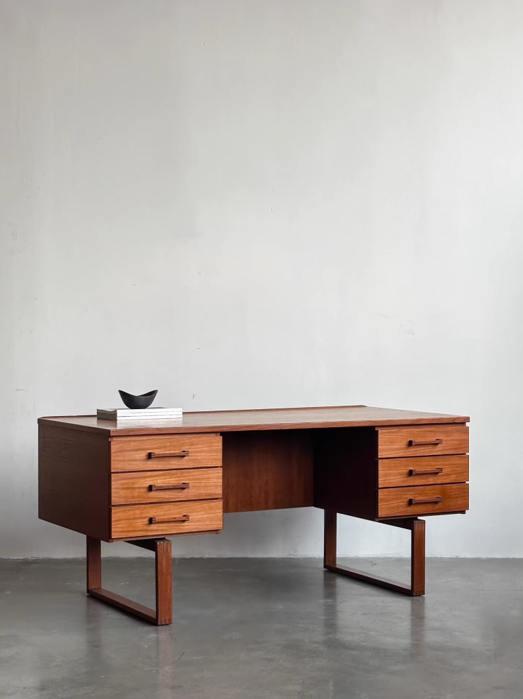 Danish Teak Double Sided Writing Desk by Henning Jensen and Torben Valeur