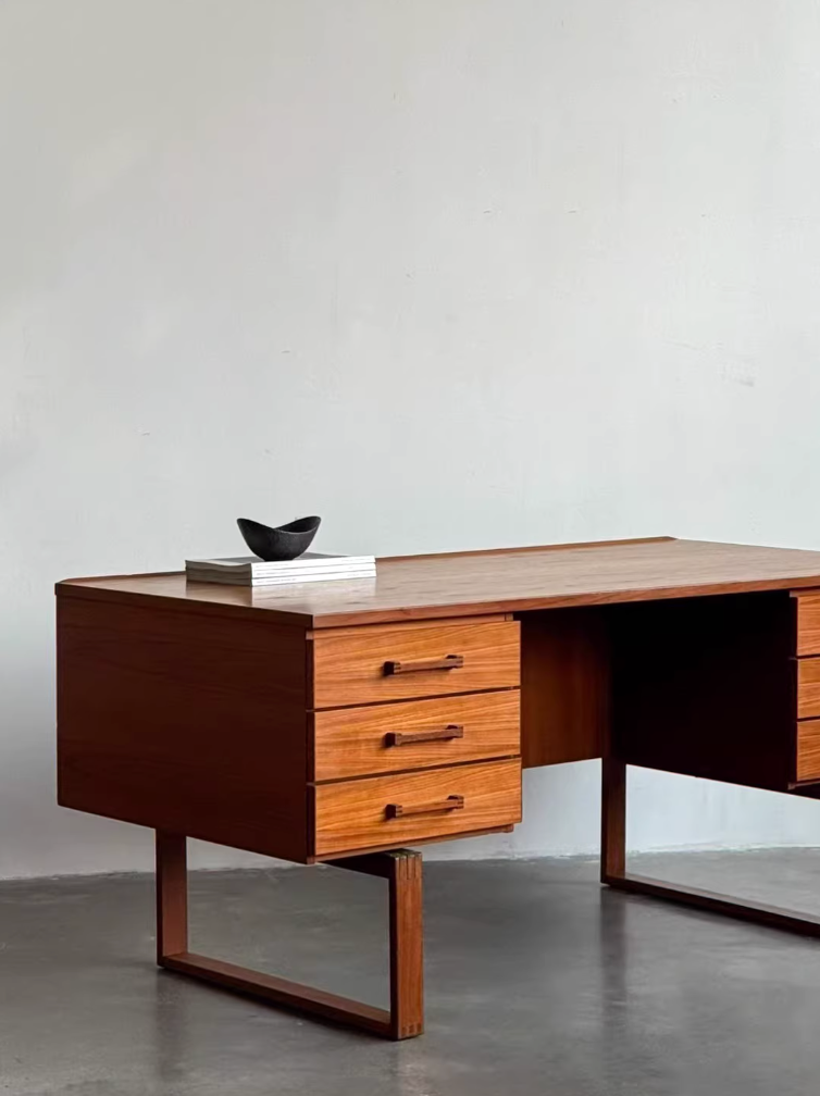 Danish Teak Double Sided Writing Desk by Henning Jensen and Torben Valeur