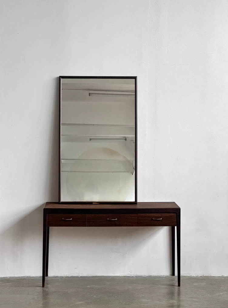 Danish Rosewood Sideboard Hallway Set with Large Mirror by Designer