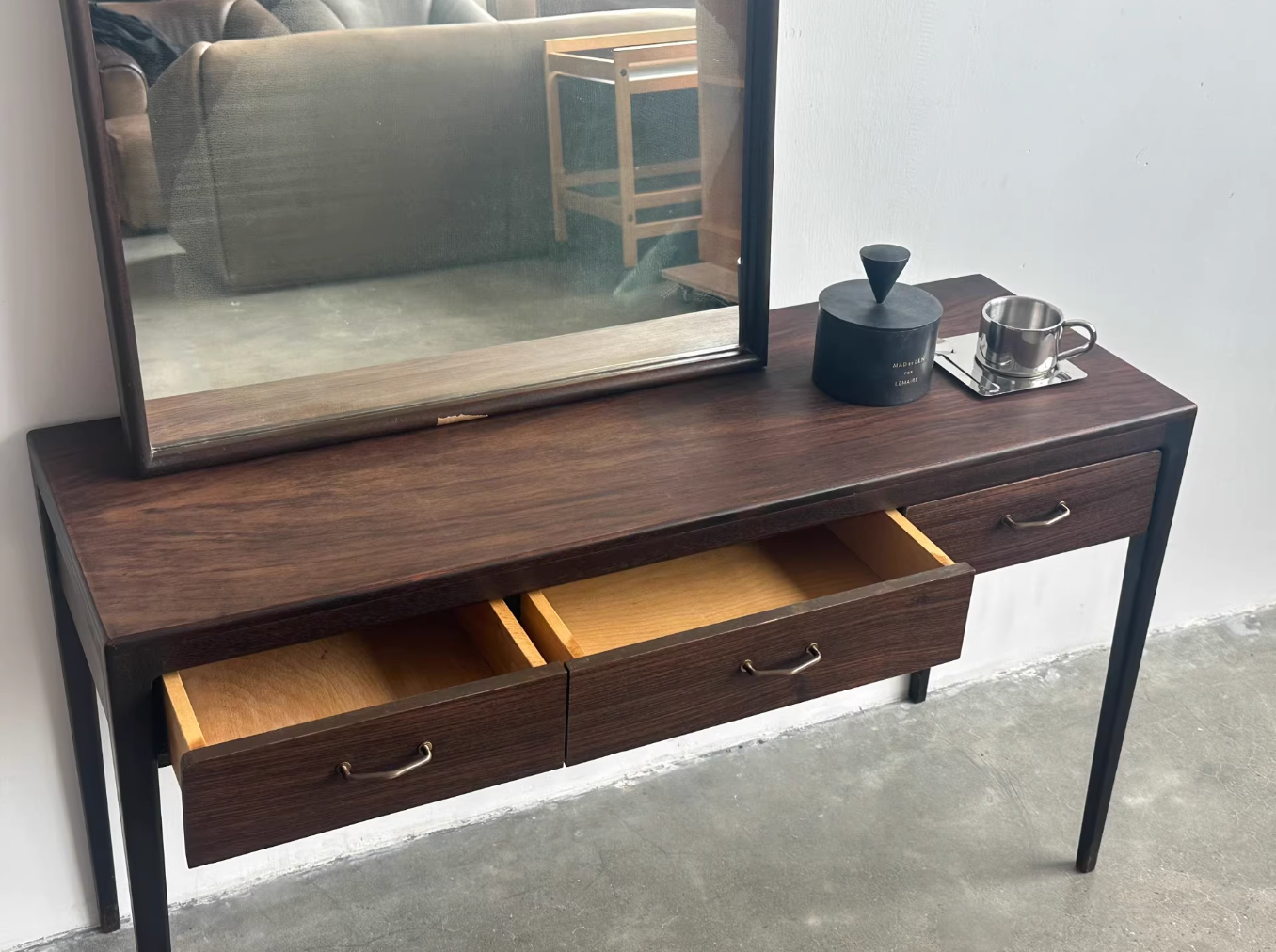 Danish Rosewood Sideboard Hallway Set with Large Mirror by Designer