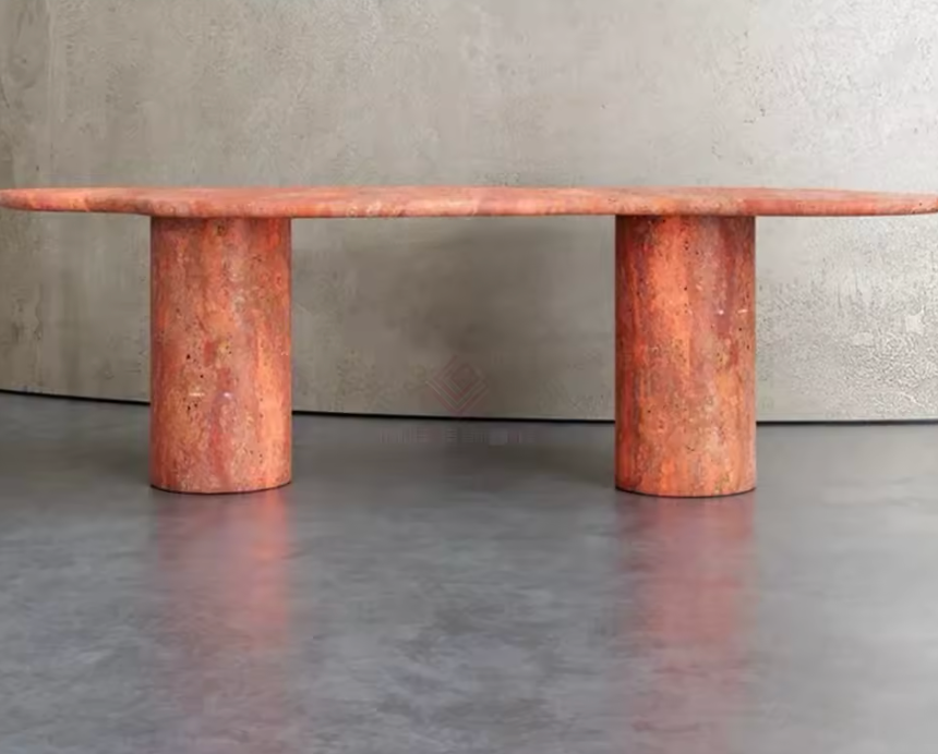 Blanche Rectangle Marble Dining Table for Living Room - Red