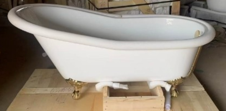 Saluzzo Dietao Cast Iron Enamel Chaise Bathtub