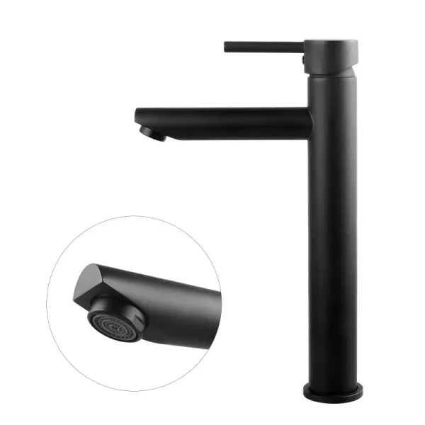 Pentro Matte Black Round Tall Basin Mixer
