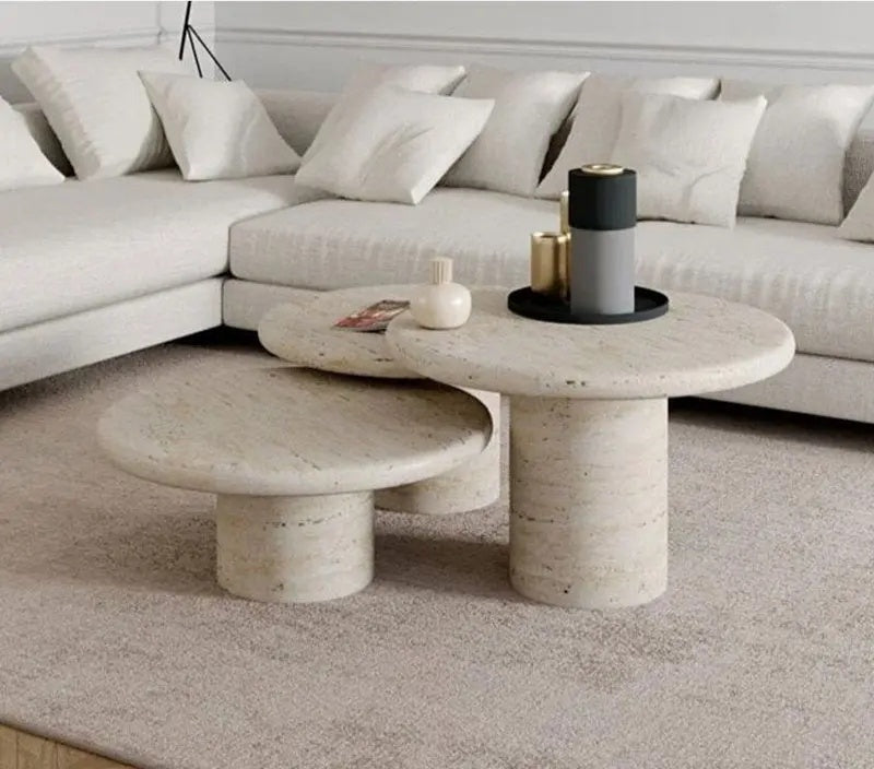 Elegant Travertine Italian Handcrafted Coffee Table