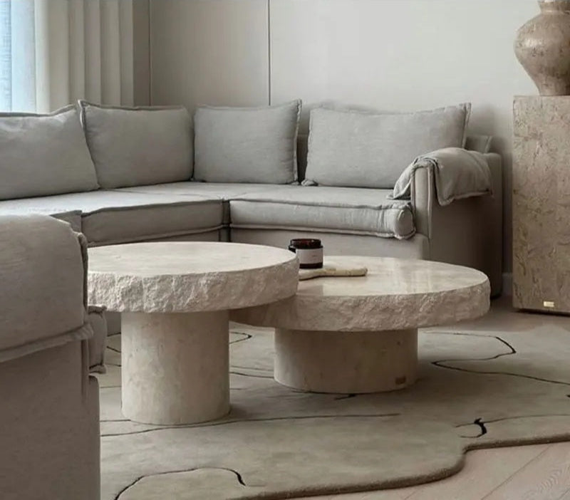 Elegant Travertine Italian Handcrafted Coffee Table