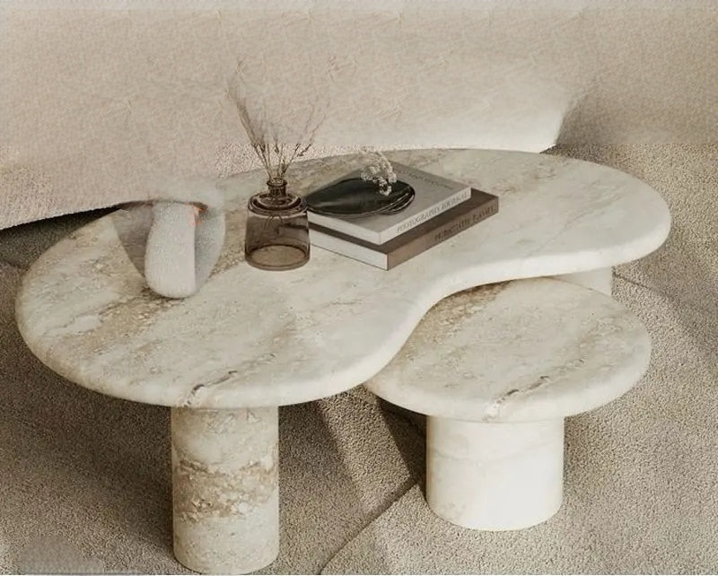 Elegant Travertine Italian Handcrafted Coffee Table