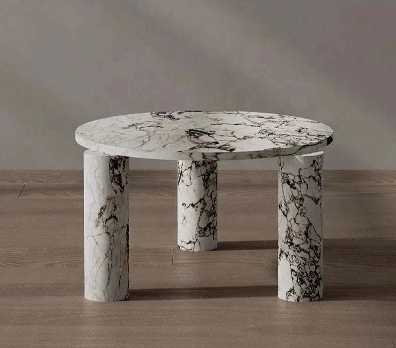 Polished Viola Marble Centerpiece Elegant Coffee Table
