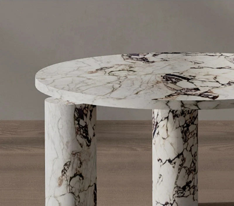 Polished Viola Marble Centerpiece Elegant Coffee Table