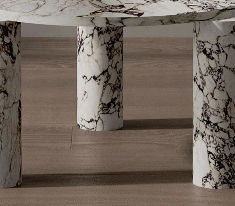 Polished Viola Marble Centerpiece Elegant Coffee Table