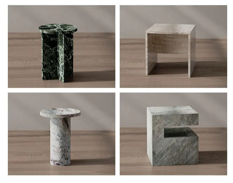 Polished Viola Marble Centerpiece Elegant Coffee Table