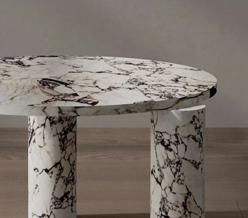 Polished Viola Marble Centerpiece Elegant Coffee Table