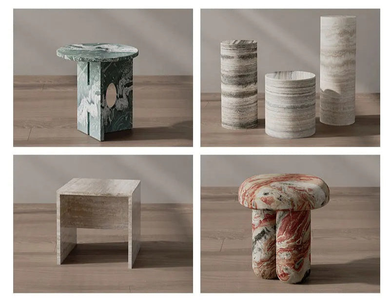 Polished Viola Marble Centerpiece Elegant Coffee Table